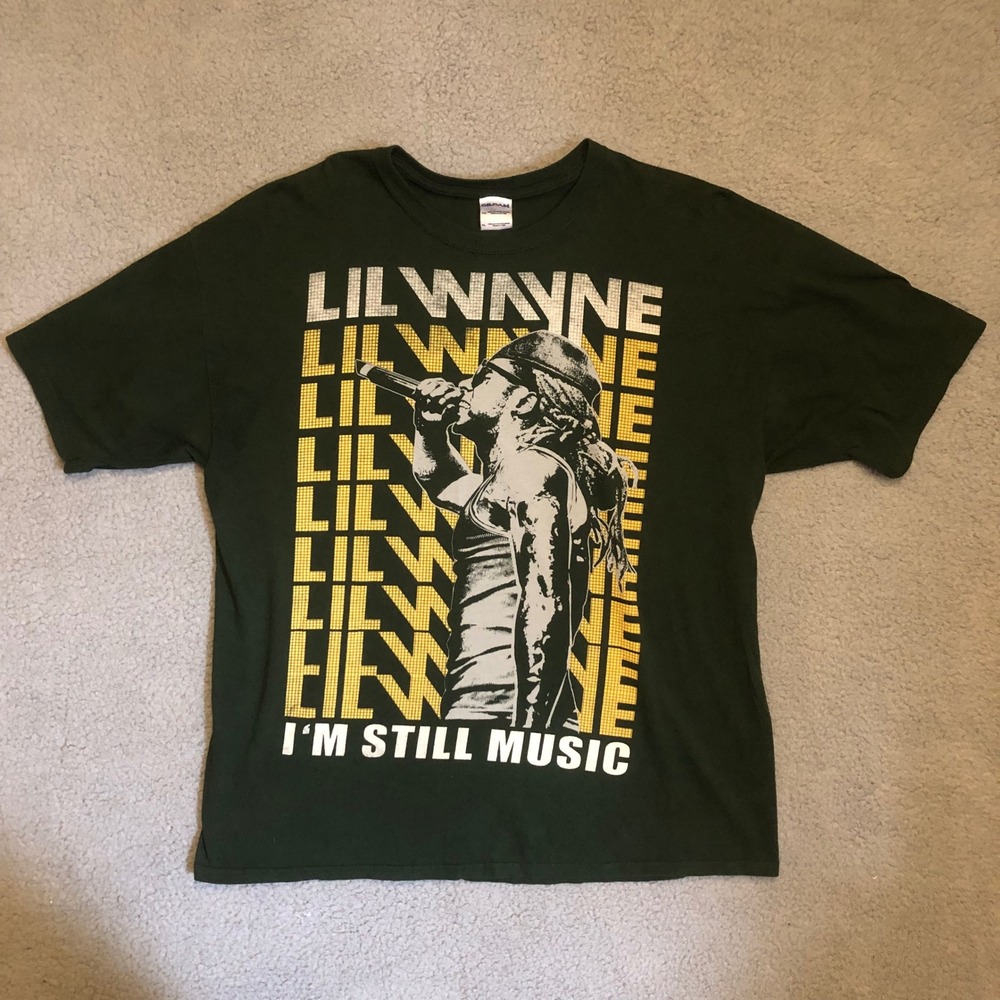 VTG Y2K Lil Wayne I Am Still Music Graphic T-Shirt XL Dark Green Rap Tee Hip Hop